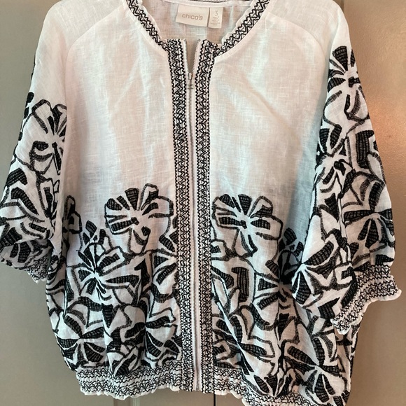 Chico’s Embroidered linen jacket - Picture 1 of 5
